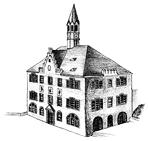 Strichzeichnung der Außenansicht des Rathauses
