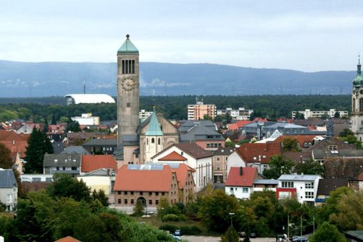 Blick auf das Zentrum von Hockenheim